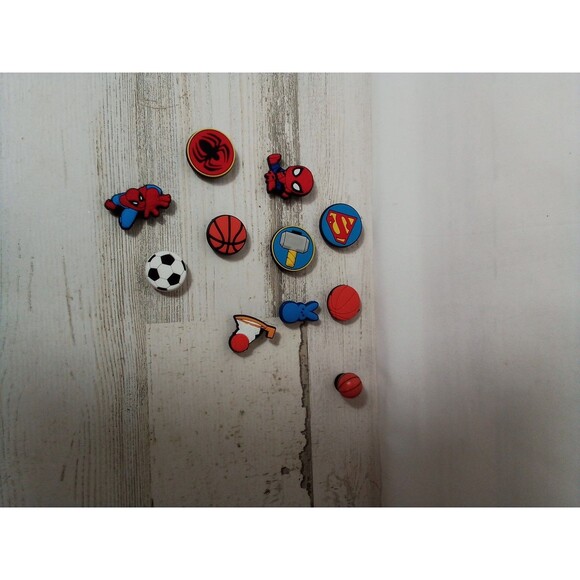 Croc Jibbitz Assorted Accessories 11 pieces  Superman / Spider-Man / Sports - Picture 2 of 7